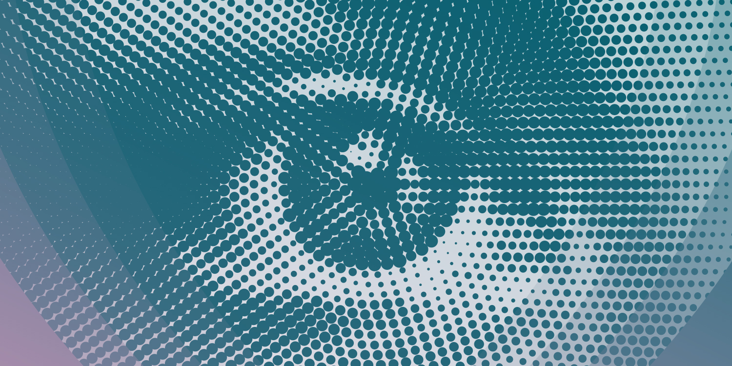 A photo of an eye made up of dots.