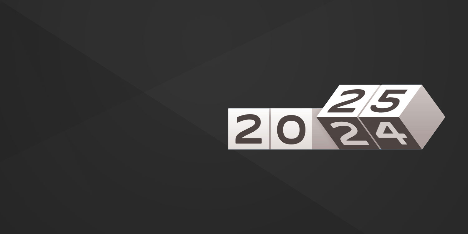 Blocks saying 2025 on a black background.