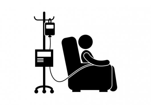 Icon of patient sitting in hospital chair receiving treatment