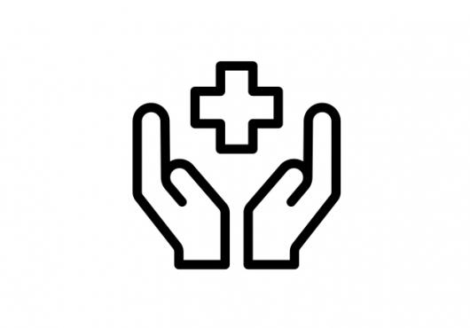 hands lifting medical cross