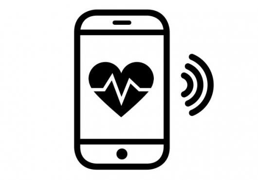 cell phone graphic with heart monitor