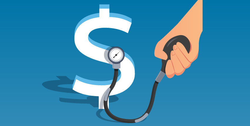 A dollar sign with a stethoscope on it. 