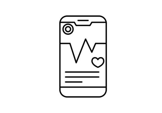 Icon of smart phone with health information