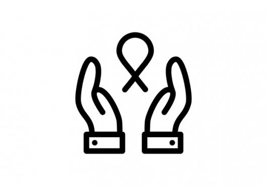 hands lifting breast cancer logo